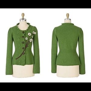 RARE. Anthropologie Wildflower Cardigan, Sleeping on Snow.  Size Small.